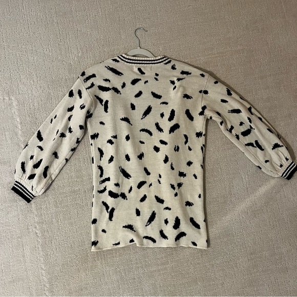 Saltwater Luxe Black and creamPatterned Women's Sweater cardigan size M - Picture 3 of 3